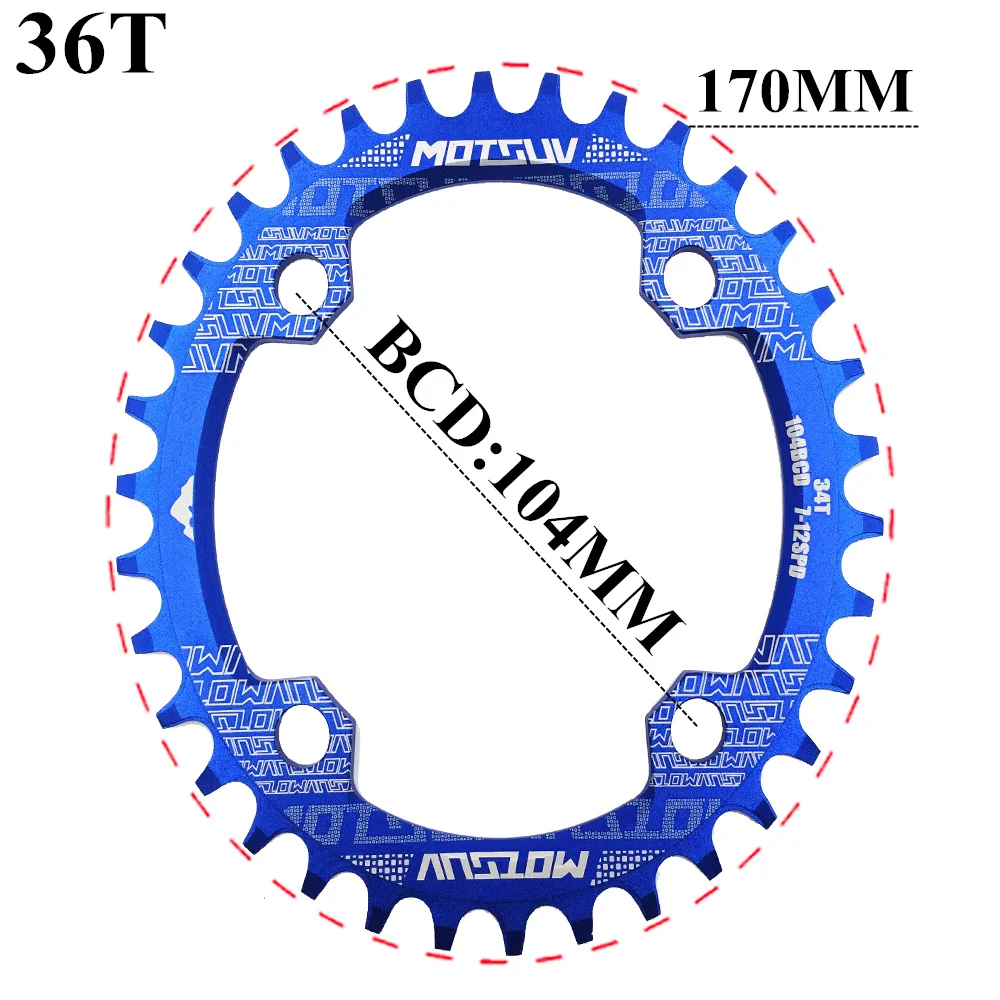 MOTSUV Oval Chainring 104BCD for Shimano MTB Bike Bicycle Chain Ring 32T 34 36 38T Ultralight Tooth Plate Chainwheel 104 BCD