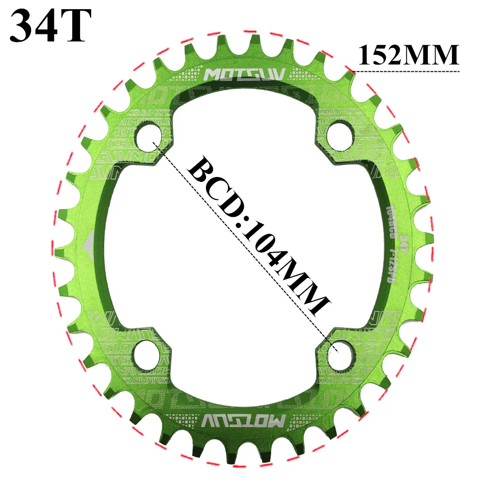 MOTSUV Oval Chainring 104BCD for Shimano MTB Bike Bicycle Chain Ring 32T 34 36 38T Ultralight Tooth Plate Chainwheel 104 BCD