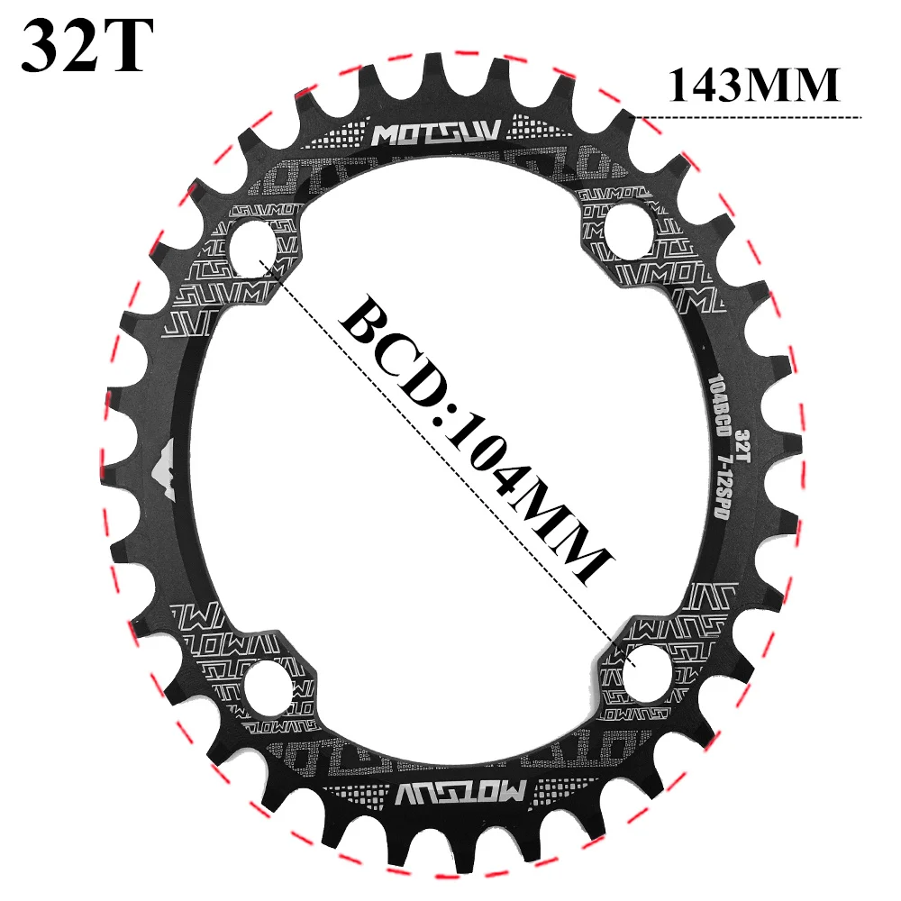 MOTSUV Oval Chainring 104BCD for Shimano MTB Bike Bicycle Chain Ring 32T 34 36 38T Ultralight Tooth Plate Chainwheel 104 BCD