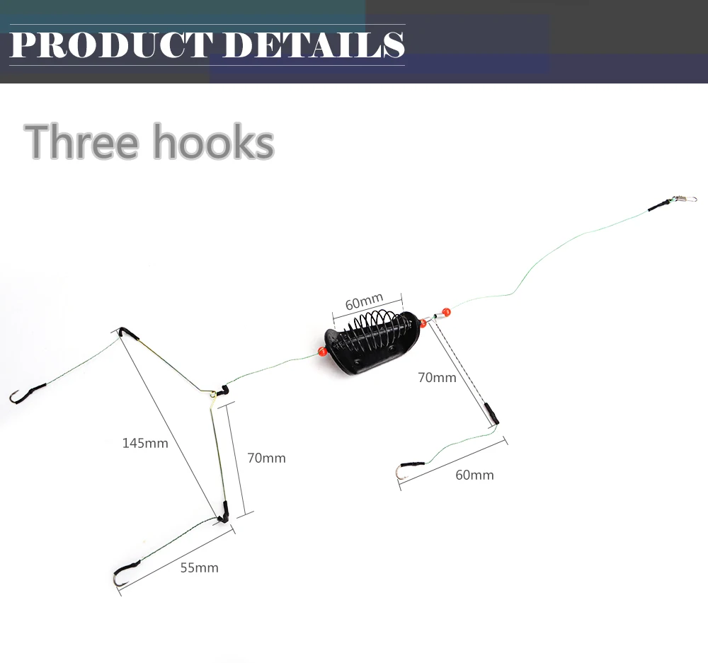 20-100g Fishing Bait Cage Stainless Steel Wire Swivel With 3 Line Hooks Feeder For Carp Fishing Tackle Accessories Fishing Tool