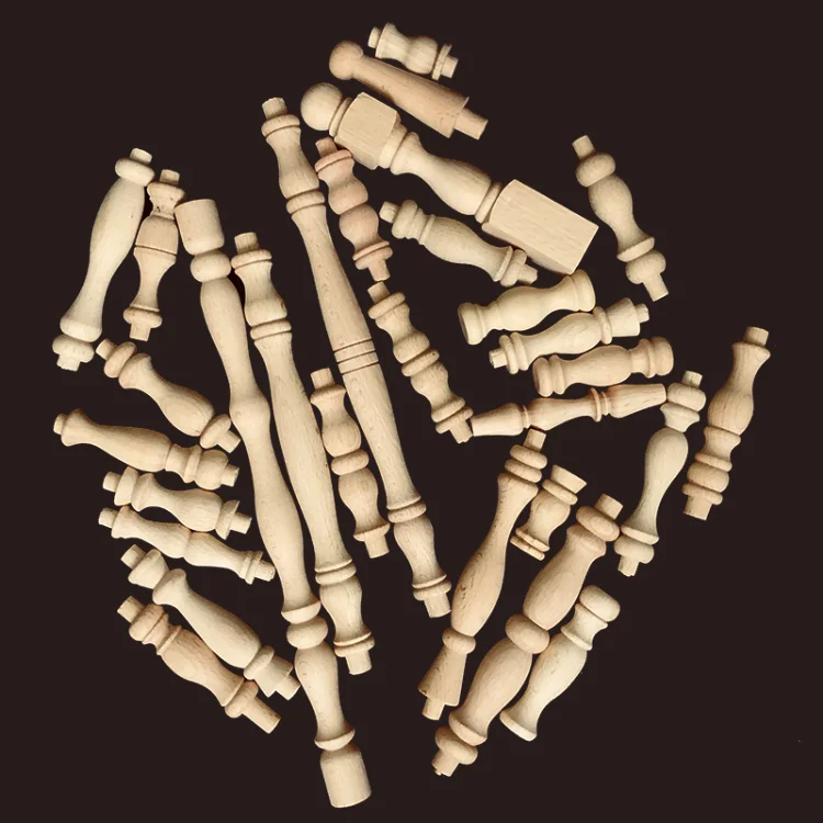 Wooden Spindle Cavered Bridge Column Applique Wood Small Gourd Pillars Wine Fence Home Decoration Accessories Cabinet Support