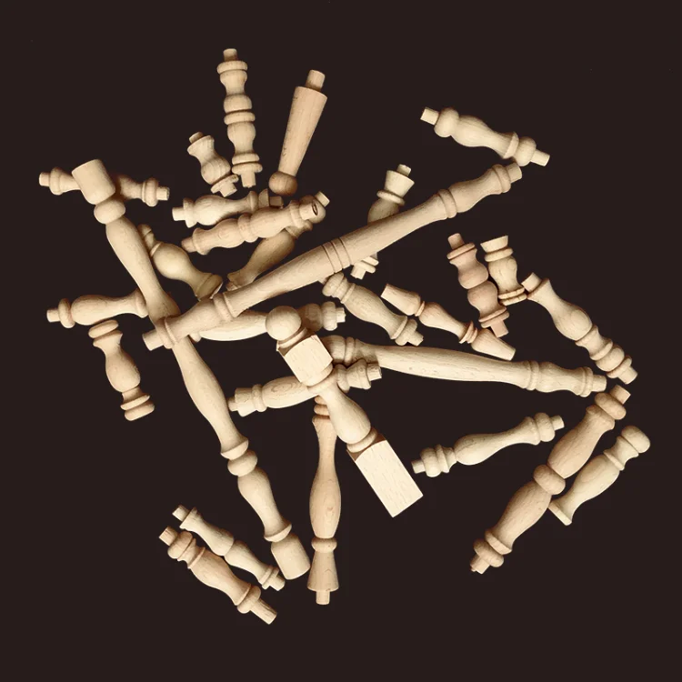 Wooden Spindle Cavered Bridge Column Applique Wood Small Gourd Pillars Wine Fence Home Decoration Accessories Cabinet Support