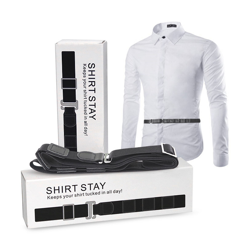 Black Shirt Stay Belt for Men Women Keep Shirt Tucked In Adjustable Elastic Non-slip Wrinkle-Proof Shirt Holder Strap Lock Belt