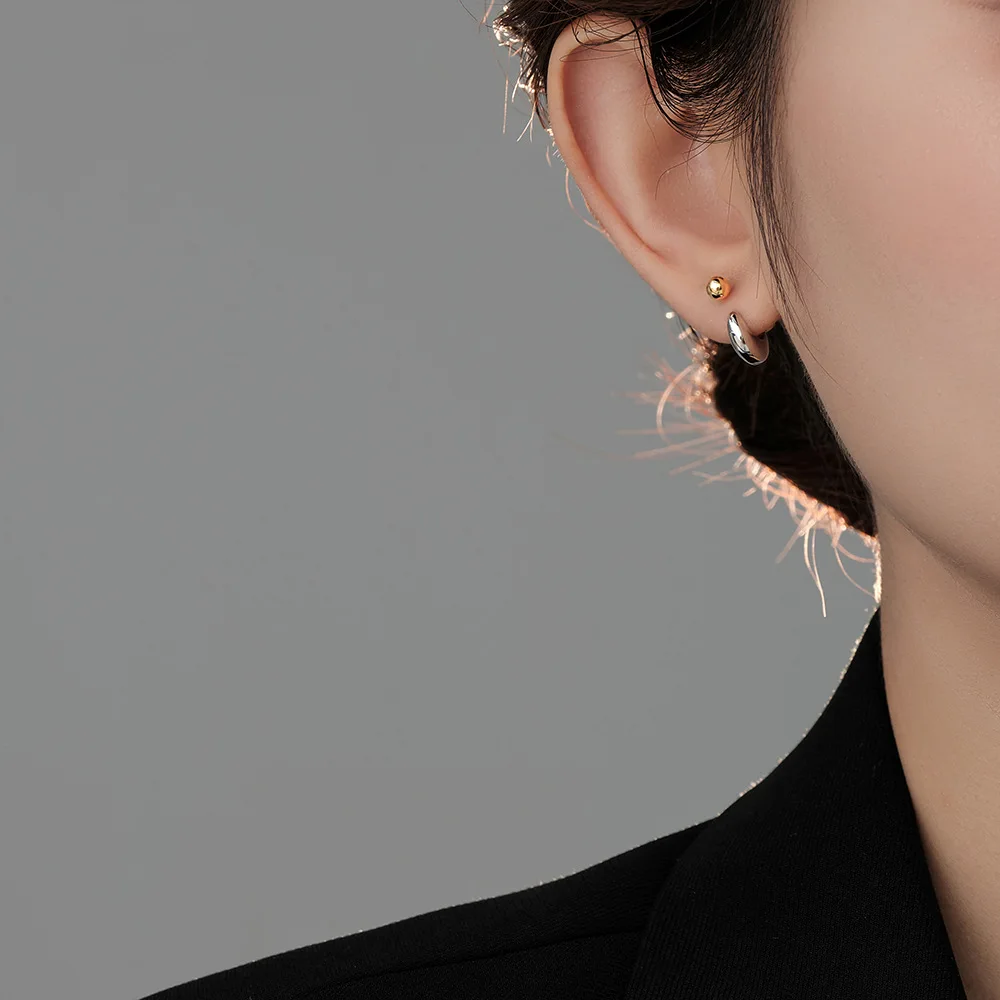Real 925 Sterling Silver New Fashion Jewelry U Stud Earrings For Women FQL23218
