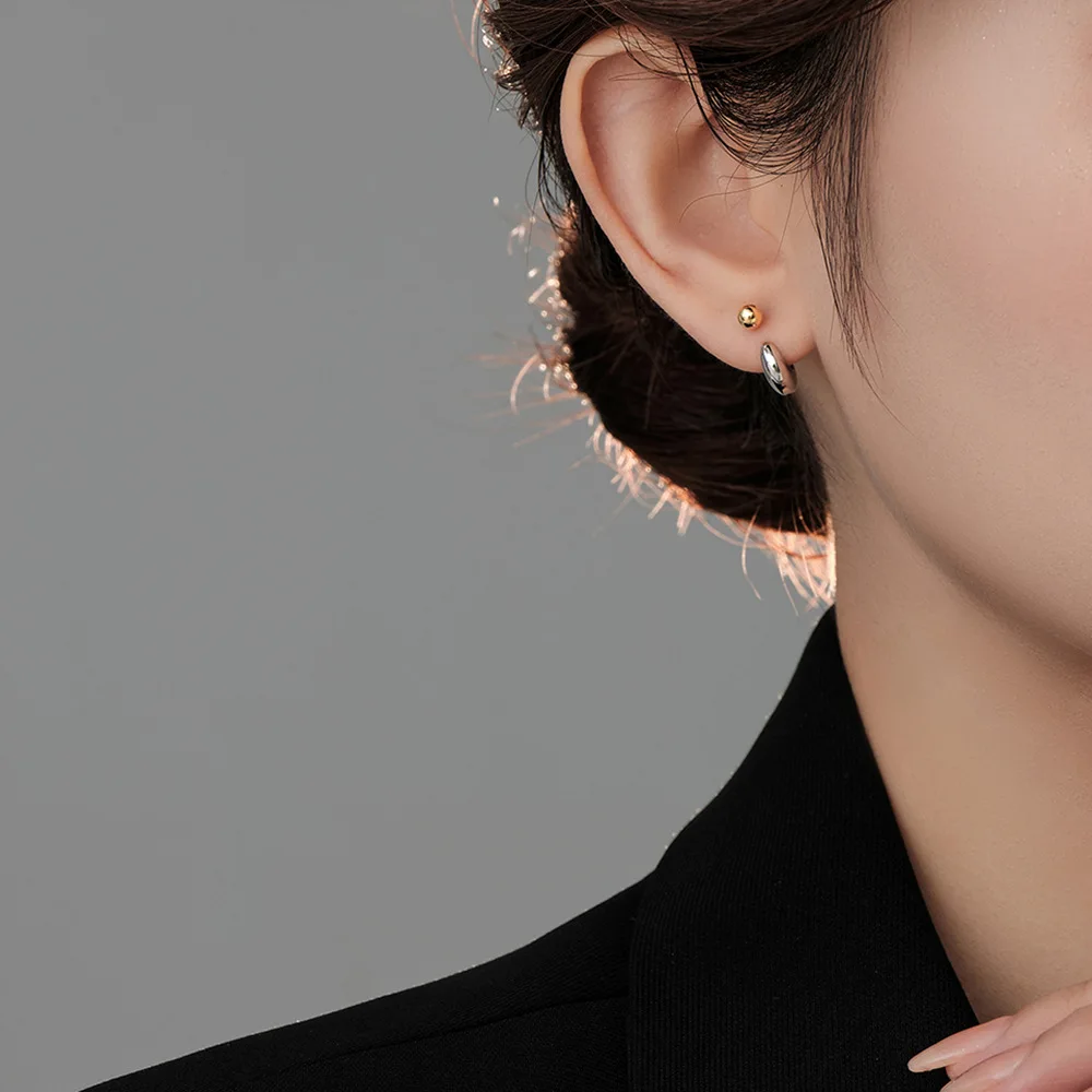 Real 925 Sterling Silver New Fashion Jewelry U Stud Earrings For Women FQL23218