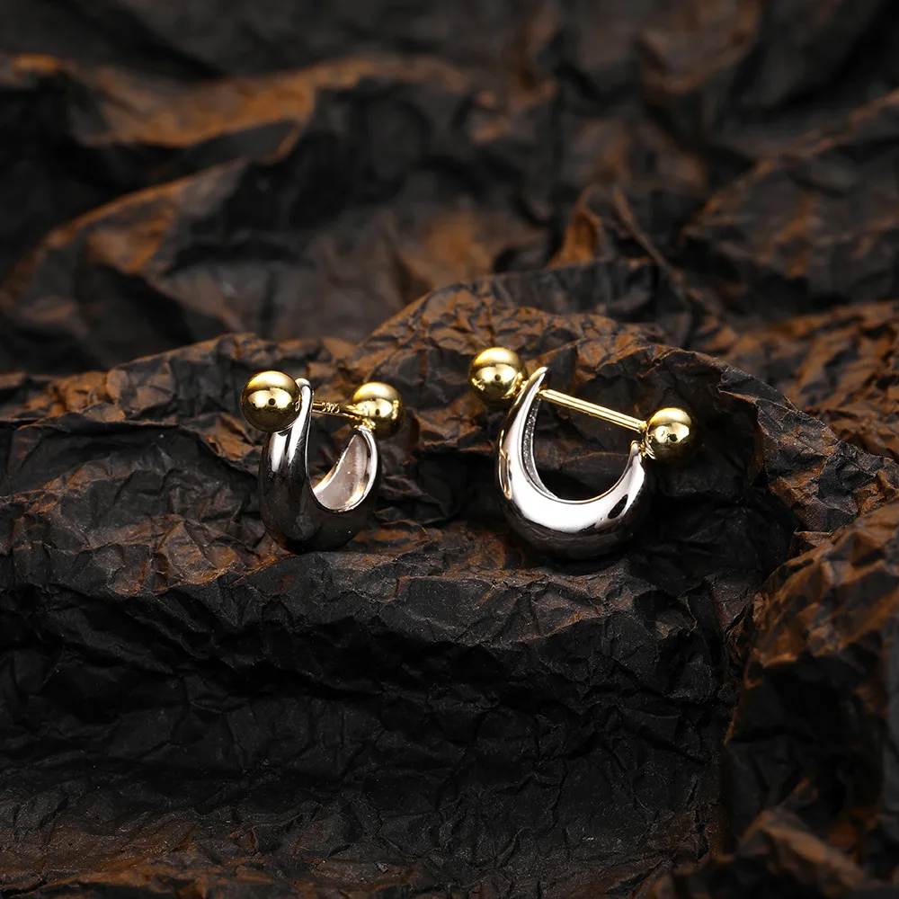 Real 925 Sterling Silver New Fashion Jewelry U Stud Earrings For Women FQL23218