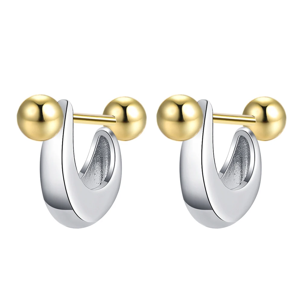 Real 925 Sterling Silver New Fashion Jewelry U Stud Earrings For Women FQL23218