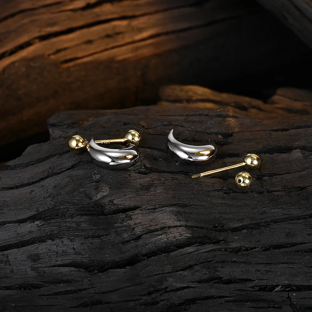 Real 925 Sterling Silver New Fashion Jewelry U Stud Earrings For Women FQL23218