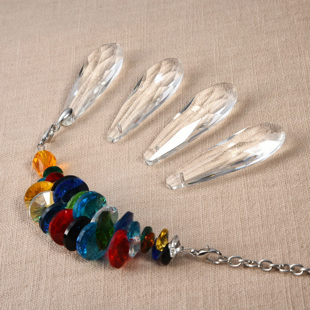 1Pc 50mm 63mm Lampwork Crystal Glass Beads Long Drop Pendant For Suncatcher Rainbow Chandelier Parts DIY Home Garden Party Decor