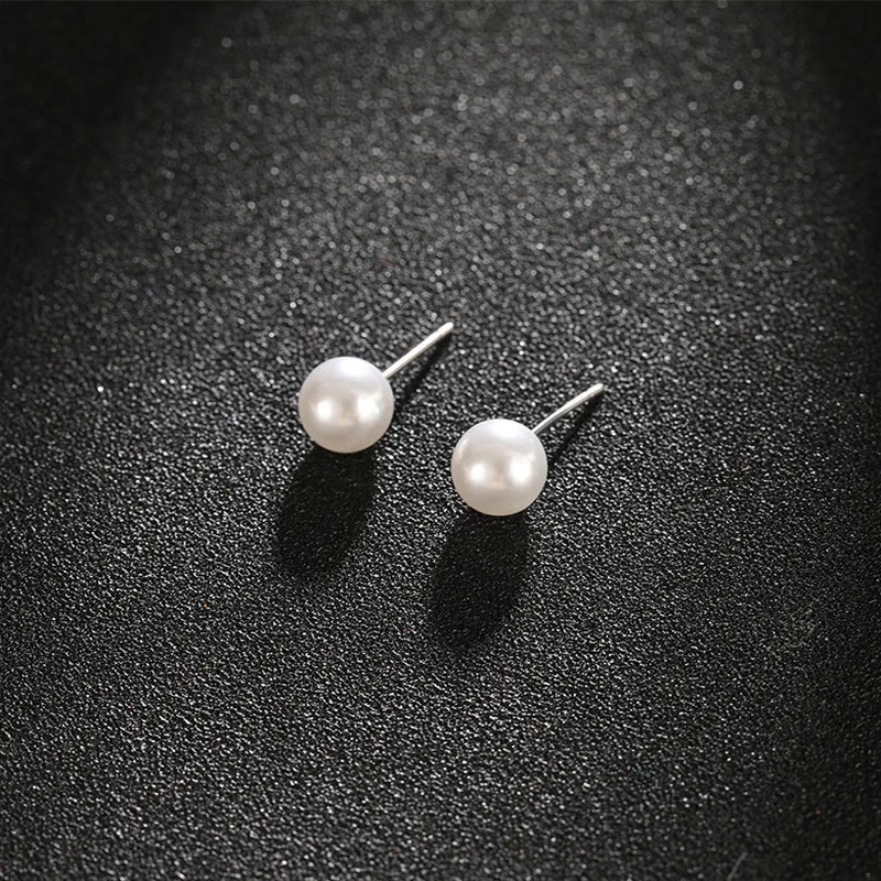 Round Ball Imitation Pearl Stud Earring for Women European Style Sweet Temperament Ear Jewelry Accessories Wedding Friend Gift