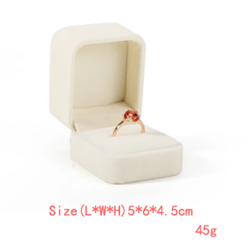 High Quality Beige Velvet Jewelry Box Ring Earring Holder Pendant Necklace Container Jewelry Storage Box