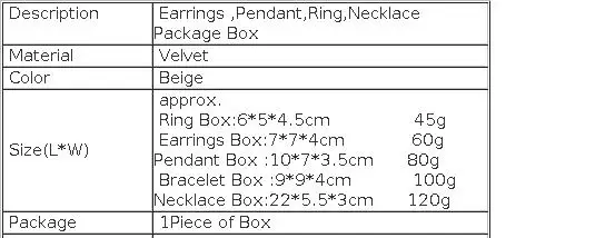 High Quality Beige Velvet Jewelry Box Ring Earring Holder Pendant Necklace Container Jewelry Storage Box