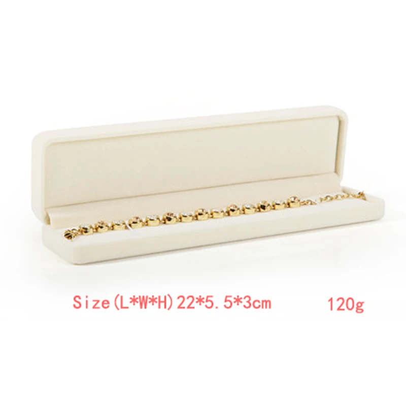 High Quality Beige Velvet Jewelry Box Ring Earring Holder Pendant Necklace Container Jewelry Storage Box