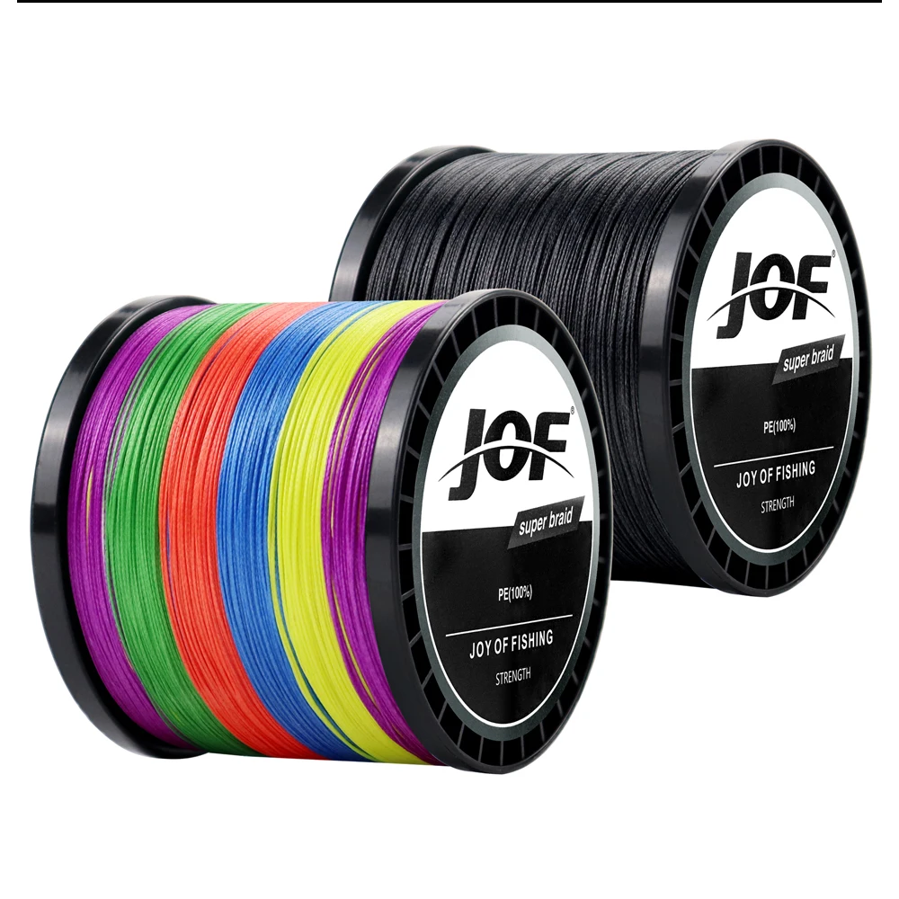 JOF 4 Strands Braided PE Fishing Line 300M 500M 1000M Fly Wire Multifilament Carp Wire Japan Multicolor Sea Line Super Strong