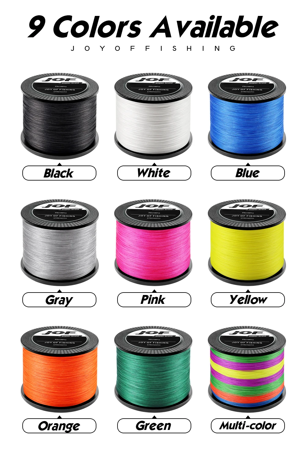 JOF 4 Strands Braided PE Fishing Line 300M 500M 1000M Fly Wire Multifilament Carp Wire Japan Multicolor Sea Line Super Strong
