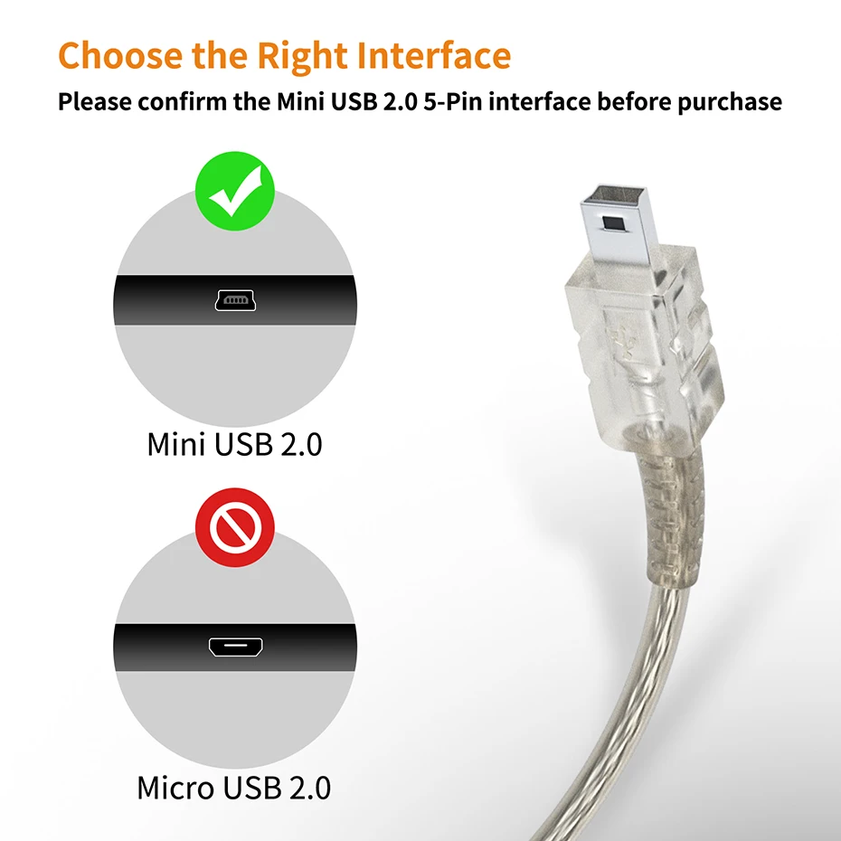 Mini USB Cable Short USB 2.0 A Male to USB Mini-B Data Charger Cable Mini USB Connector Cable for MP3 Mp4 Camera