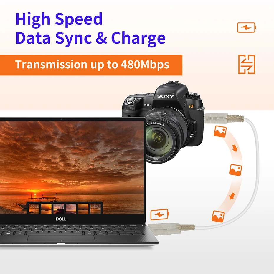 Mini USB Cable Short USB 2.0 A Male to USB Mini-B Data Charger Cable Mini USB Connector Cable for MP3 Mp4 Camera