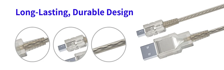 Mini USB Cable Short USB 2.0 A Male to USB Mini-B Data Charger Cable Mini USB Connector Cable for MP3 Mp4 Camera