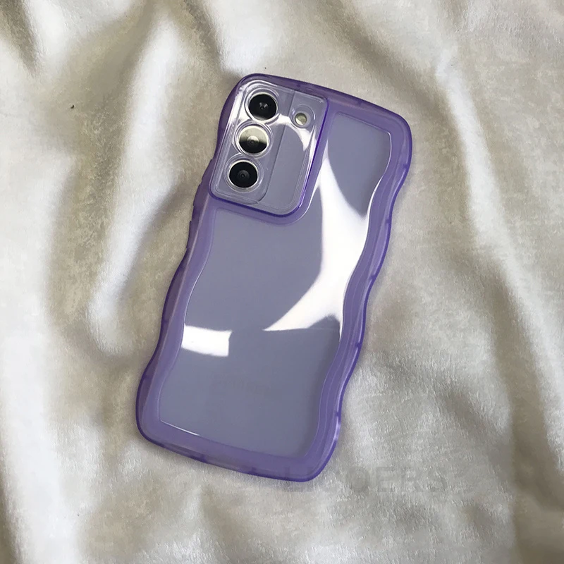 for Samsung Galaxy S26 S25 S24 S23 Ultra S22 S21 S20 Plus FE Case Cute Curly Wave Cover Anti-knock Bumper All-round Camera Shell