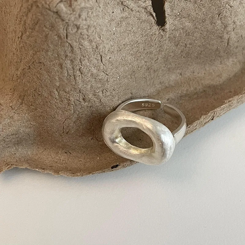 925 Sterling Silver Simple Hollow Rings For Women Geometric Fashion Smiple Open Handmade Allergy Party Jewelry Gift