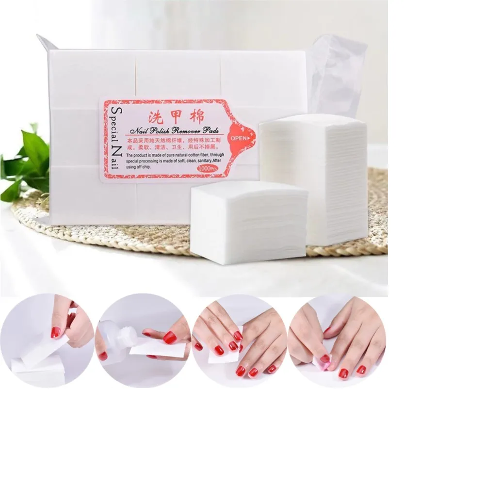 100/500/1000pcs Nail Polish Remover Wipes Cotton Pad Lint-Free Nail Gel Wipes Cleaner 6x3.9cm Cotton Wipes Paper Nail Tools TY89