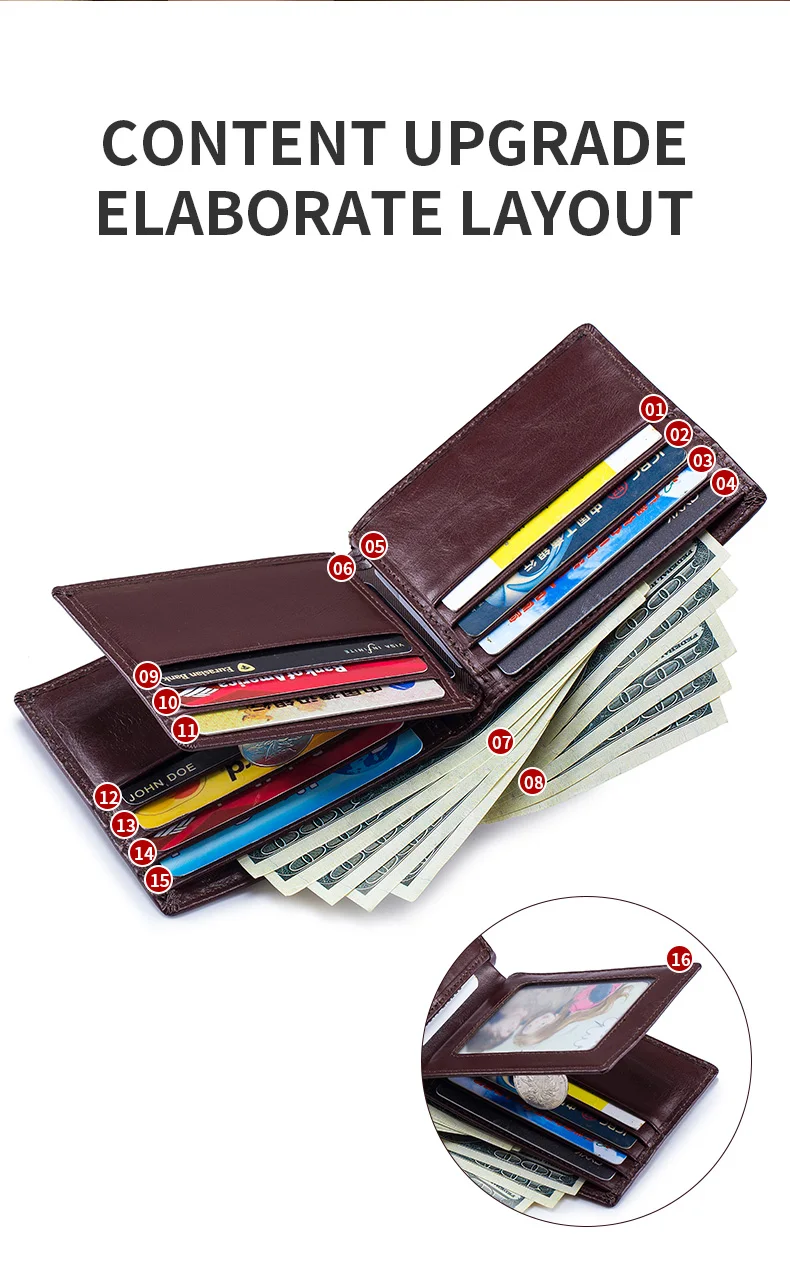 BULLCAPTAIN Fashion Big Logo Man Wallet High Quality RFID Wallet Coin Purse Compact Mini Card Holder Genuine Leather