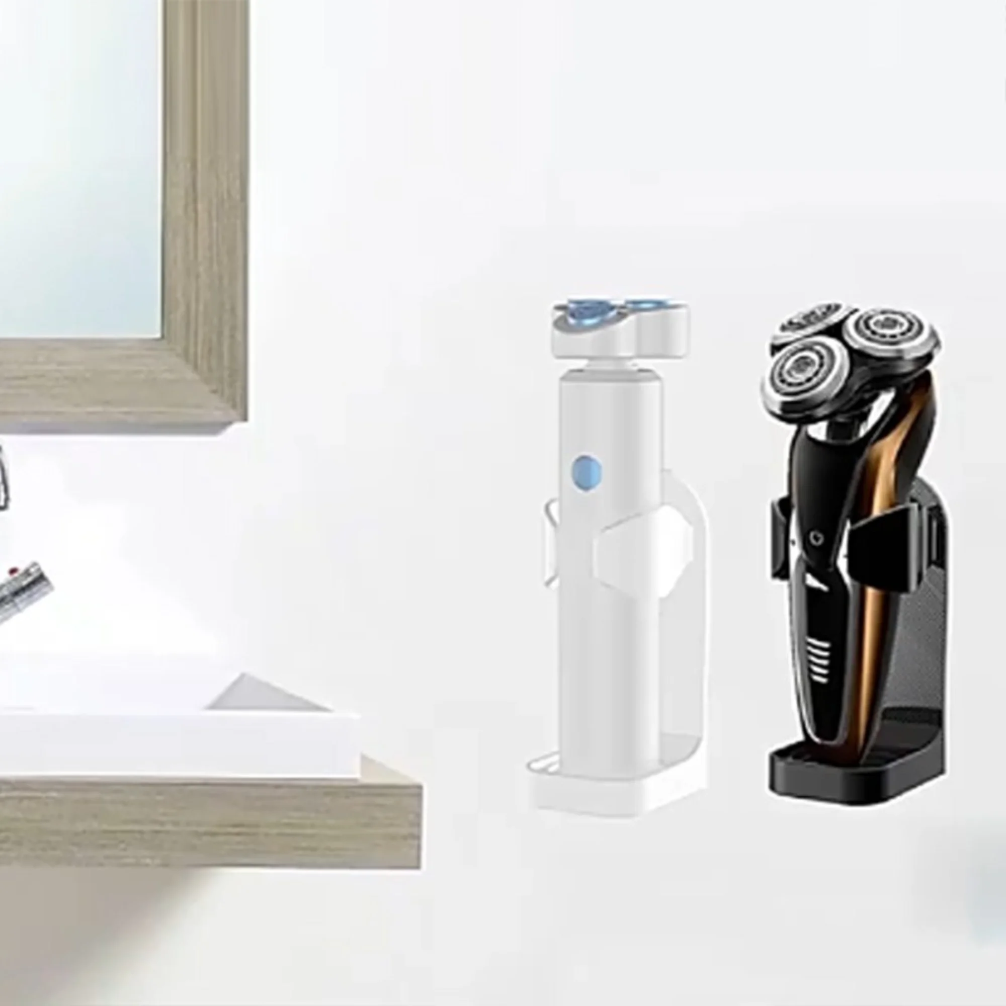 Shaver Rack Electric Toothbrush Holder Bathroom Men Razor Beauty Equipment Storage Holder Self-Adhesive Hook