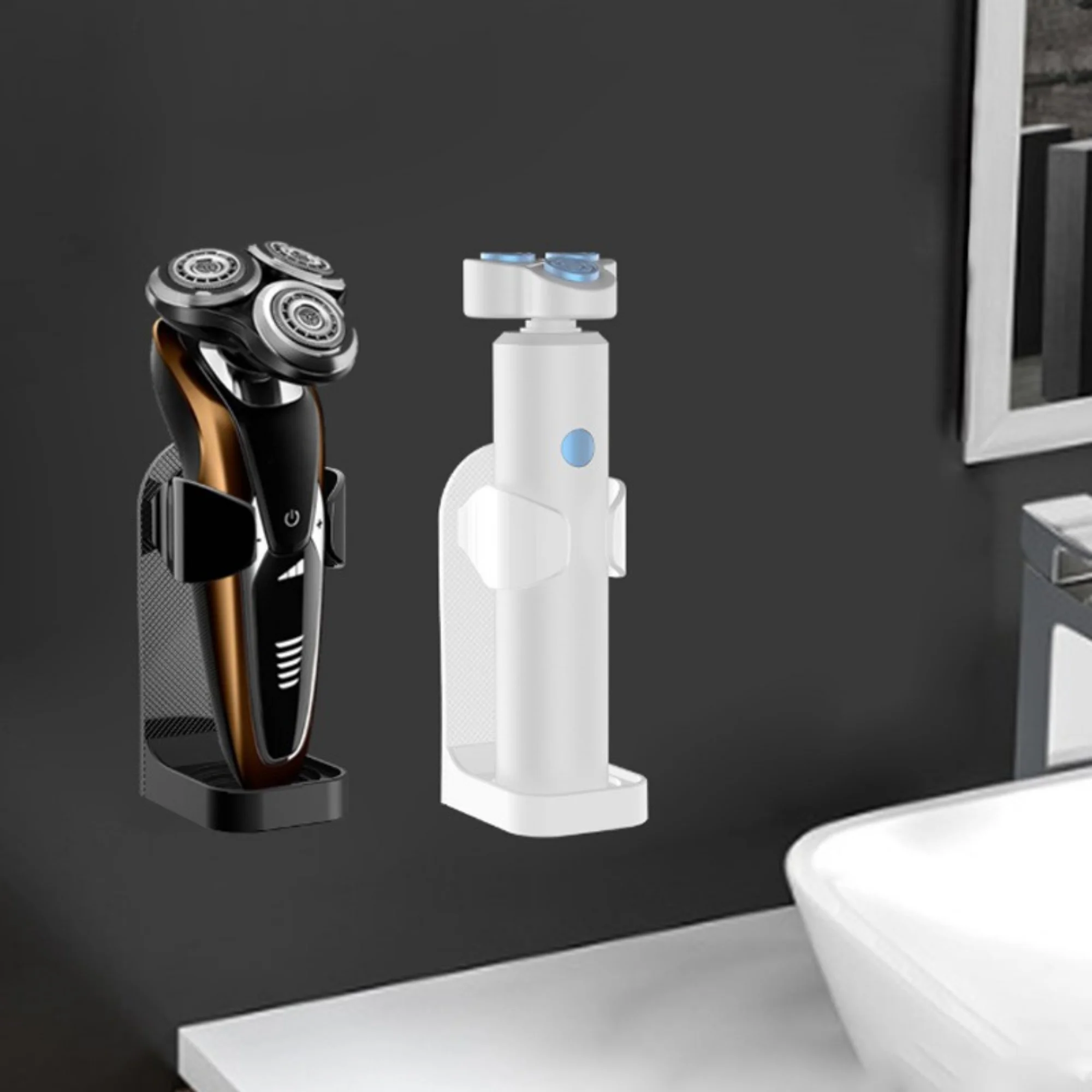 Shaver Rack Electric Toothbrush Holder Bathroom Men Razor Beauty Equipment Storage Holder Self-Adhesive Hook