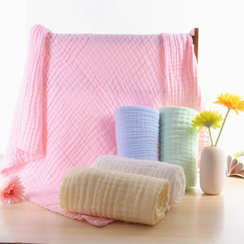 Baby Swaddle Blanket Muslin Newborn Wrap for Child Kids Boys Girls Bath Towel Infant Solid Soft Cotton Stroller Cover 105*105cm