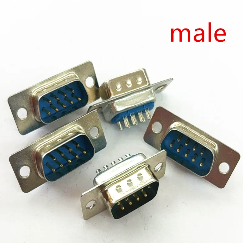 10PCS/LOT New RS232 Serial Port Connector DB9 Male and Female Socket/Plug Connector 9Pin Copper RS232 COM Socket Adapter