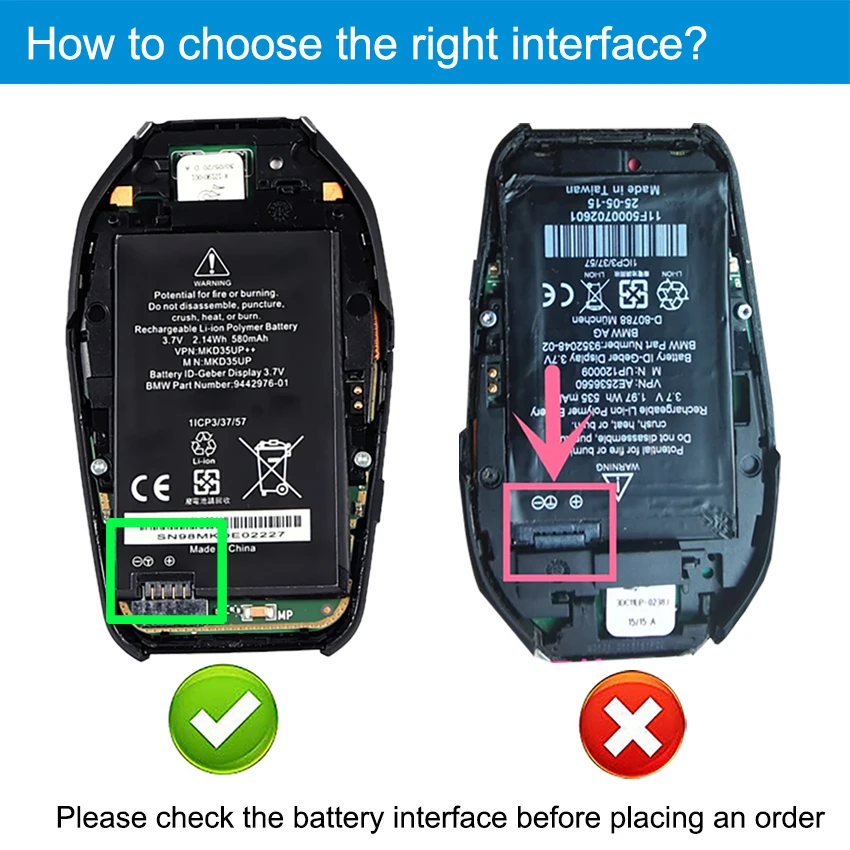 MKD35UP Remote LCD Key Battery For BMW X3 X4 X5 X6 X7 530Le 730 740 745 760LI 9442976-01 1ICP3/37/57 D-80788 6814351