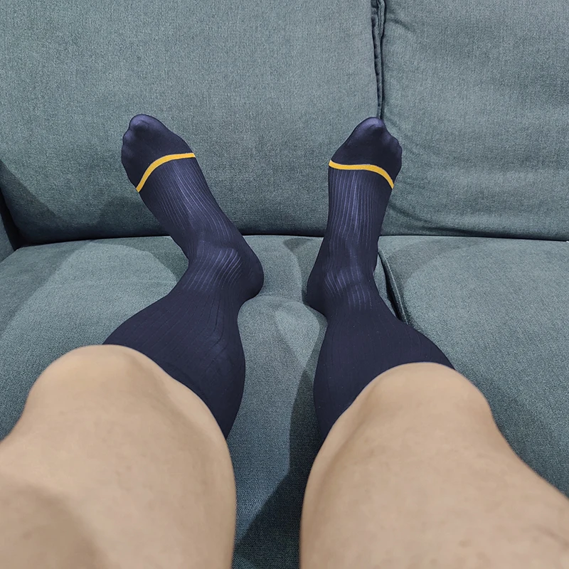 Sexy Ultra Thin Dress Tube Socks Men Sheer Stockings Man Erotic Wear Business Formal Sock Calcetines Hombre