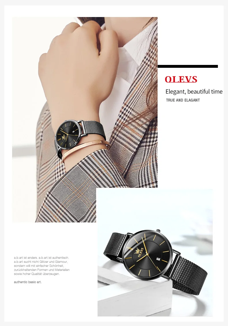 OLEVS Watches For Women Quartz Waterproof Watch Luxury Lady's Watch Stainless Steel Rose Gold Set Gift Box