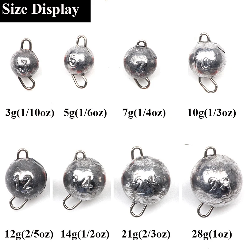 5pcs/lot Fishing Weight Sinker 3g-28g Deep Water Bullet Weight with Swivel Round Ball Sinkers Fishing Tackle Accessories