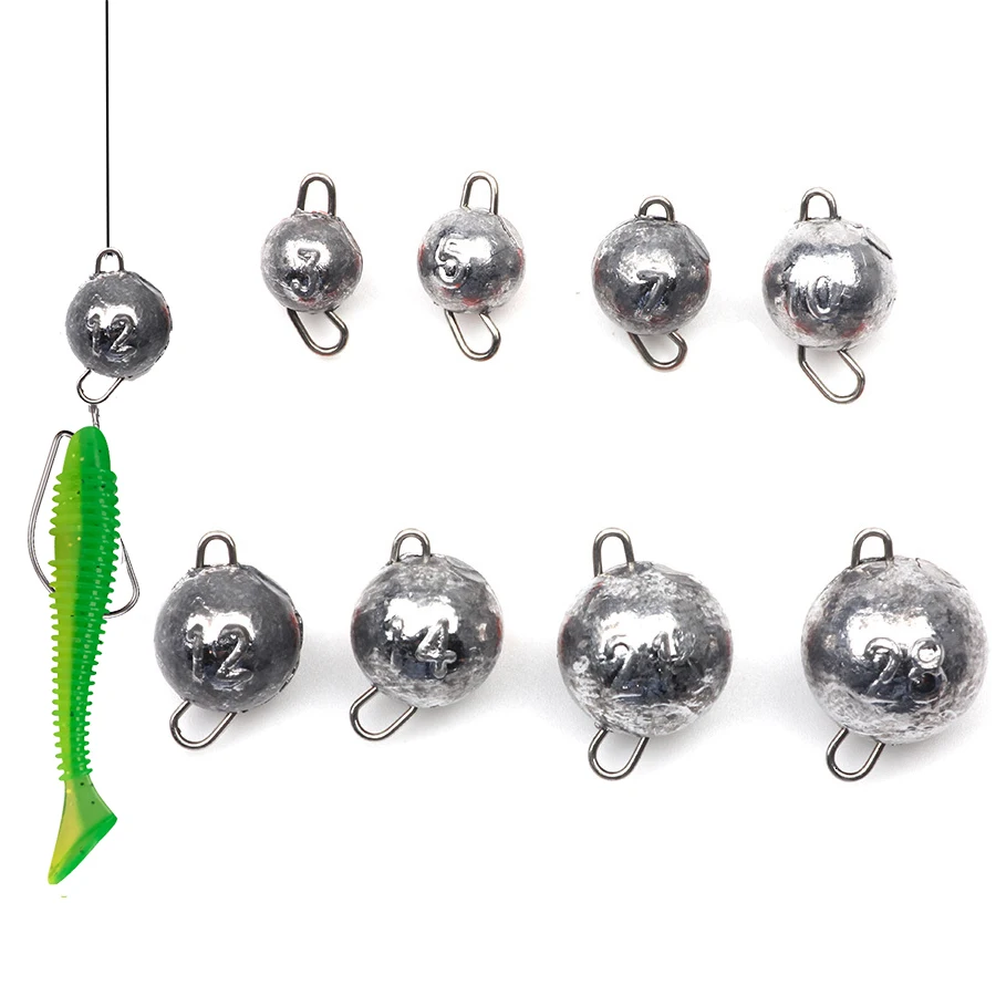 5pcs/lot Fishing Weight Sinker 3g-28g Deep Water Bullet Weight with Swivel Round Ball Sinkers Fishing Tackle Accessories