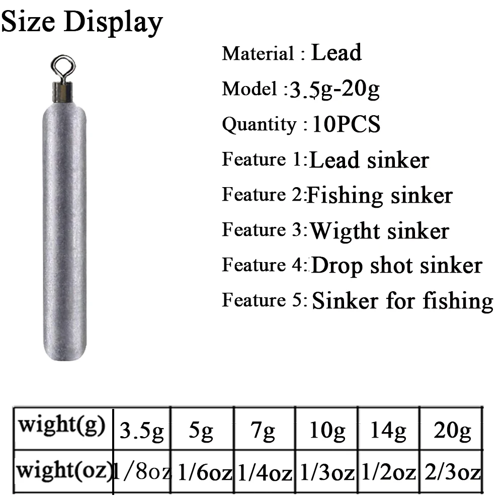 10pcs/lot Fishing Sinker 3.5g 5g 7g 10g 14g 20g Fishing Weights Sinkers Carp Fishing Baits Sinker Fishing Tackle Accessories