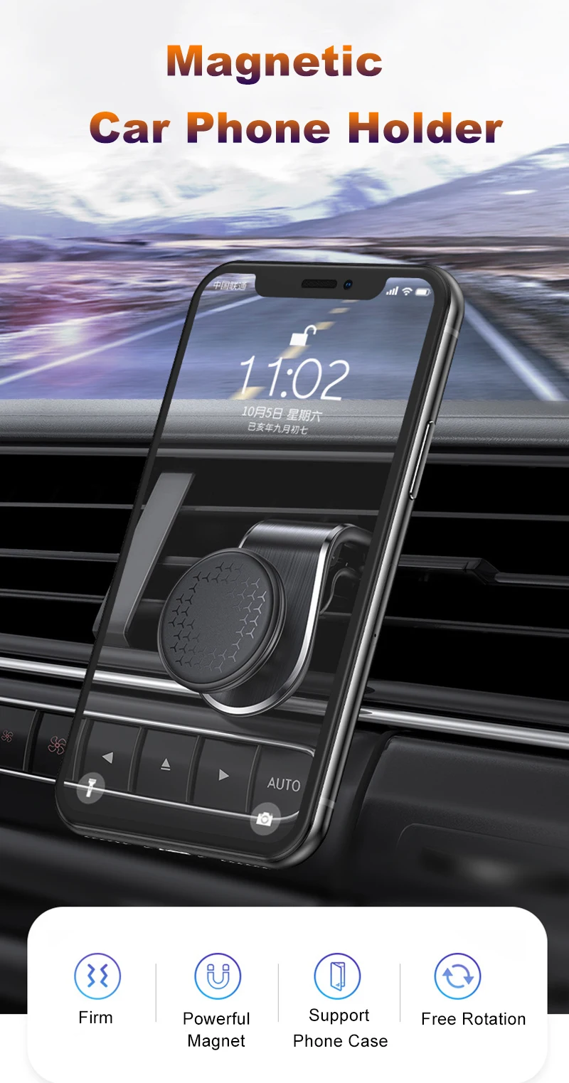 Magnetic Car Phone Holder Air Vent Clip Mount Rotation Cellphone GPS Support For Xiaomi Red Mi Huawei Samsung Phone Stand in Car