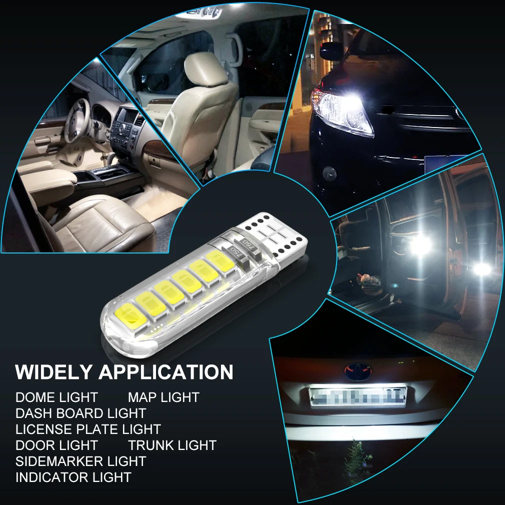 2/10x W5W T10 Led Bulbs Canbus 168 194 12pcs 2835 Chips Car Interior Dome Reading License Plate Light Signal Lamp 6000K 12V