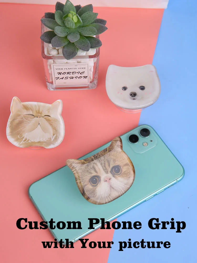 Custom Acrylic Phone Grip Round Foldable Cartoon Photo Customized Logo Anime Hologram Personalized Mobile Clear Phone Holder