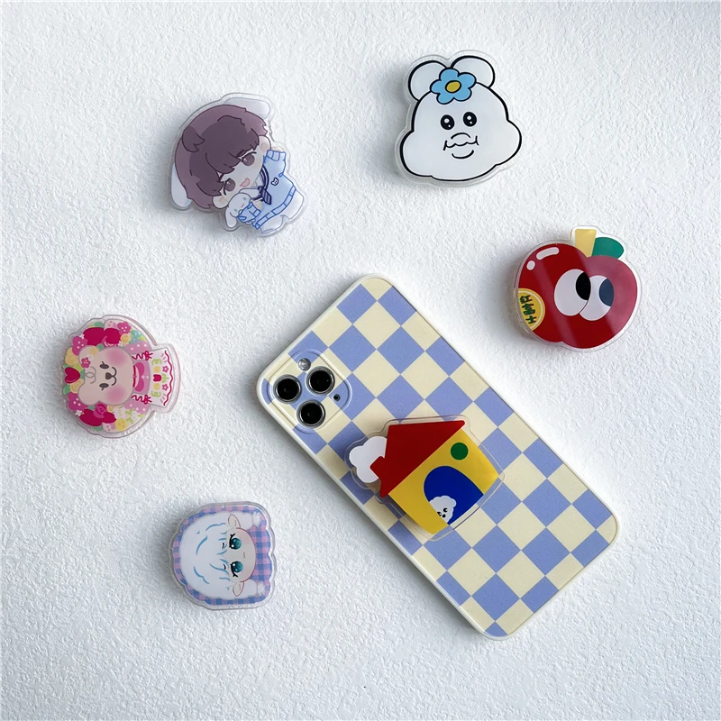 Custom Acrylic Phone Grip Round Foldable Cartoon Photo Customized Logo Anime Hologram Personalized Mobile Clear Phone Holder