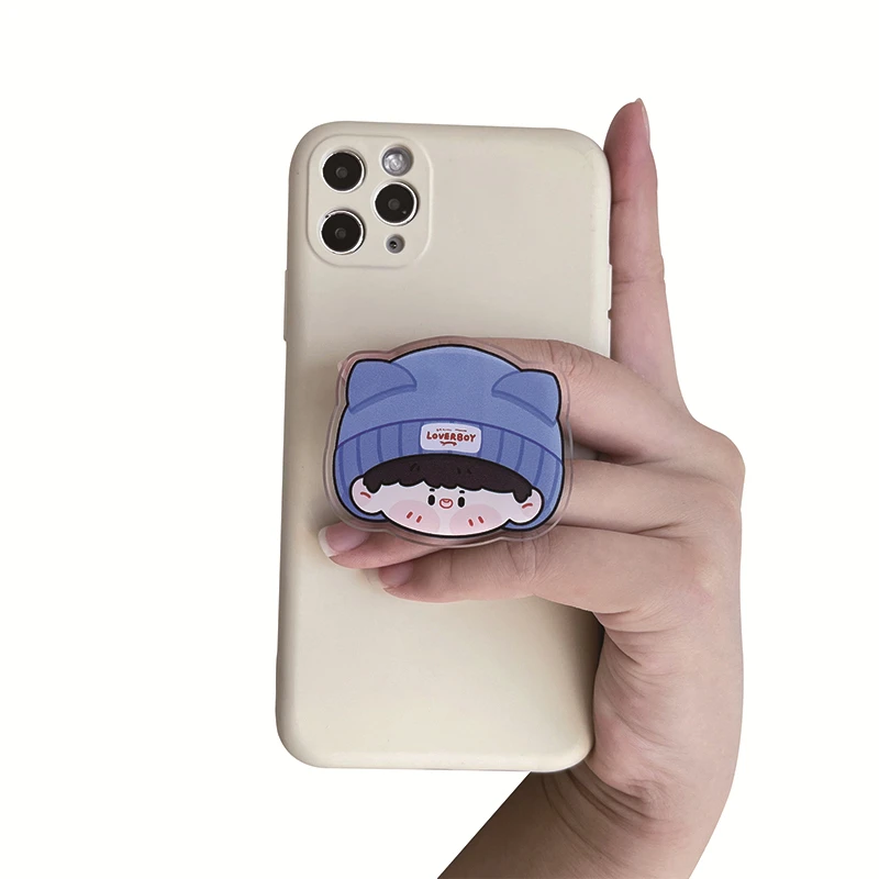 Custom Acrylic Phone Grip Round Foldable Cartoon Photo Customized Logo Anime Hologram Personalized Mobile Clear Phone Holder