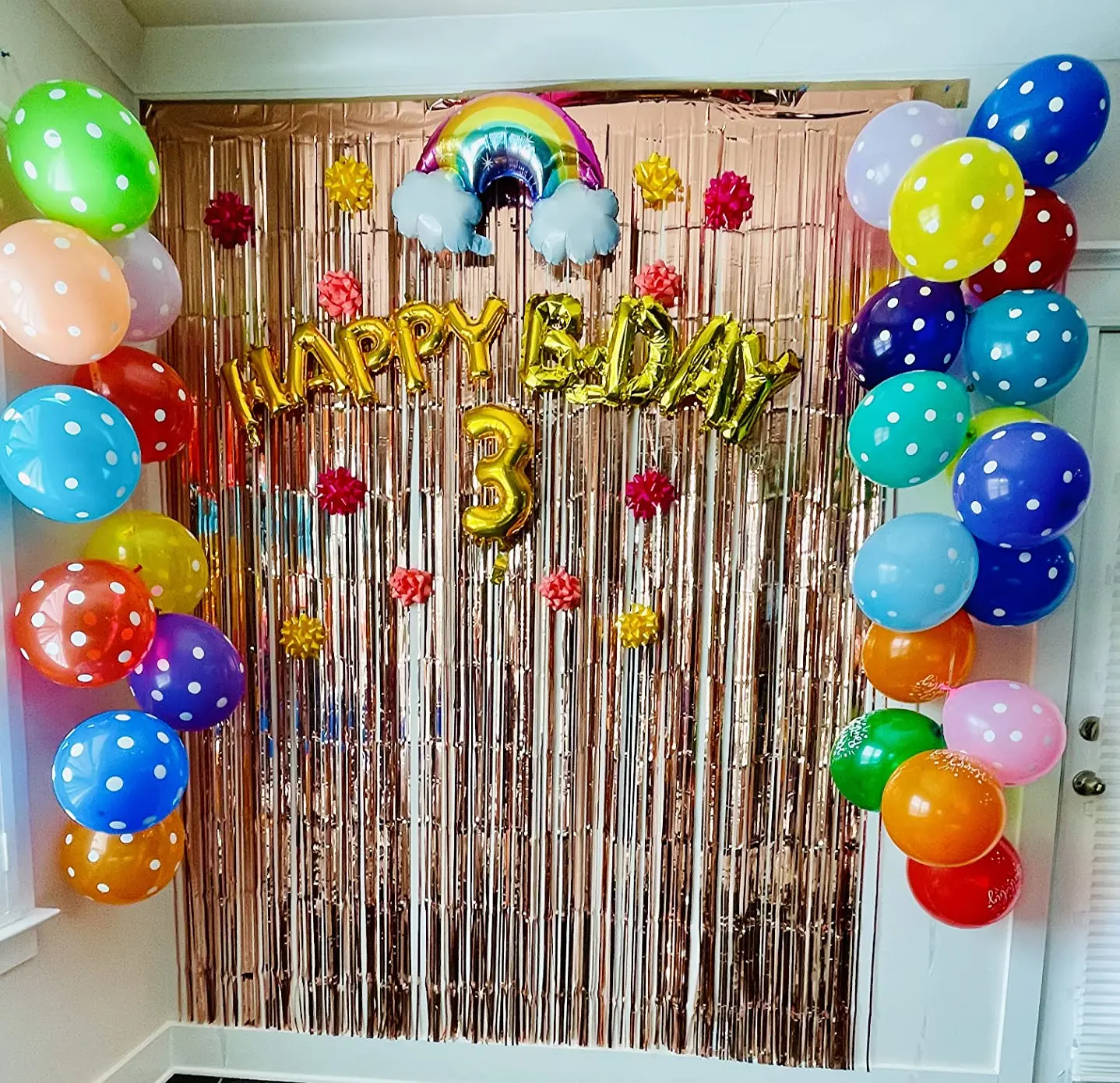 Cheap as a Party Metallic Tinsel Foil Fringe Curtains Backdrop for Birthday New Year Eve Party Photo Wedding Baby Shower Decor