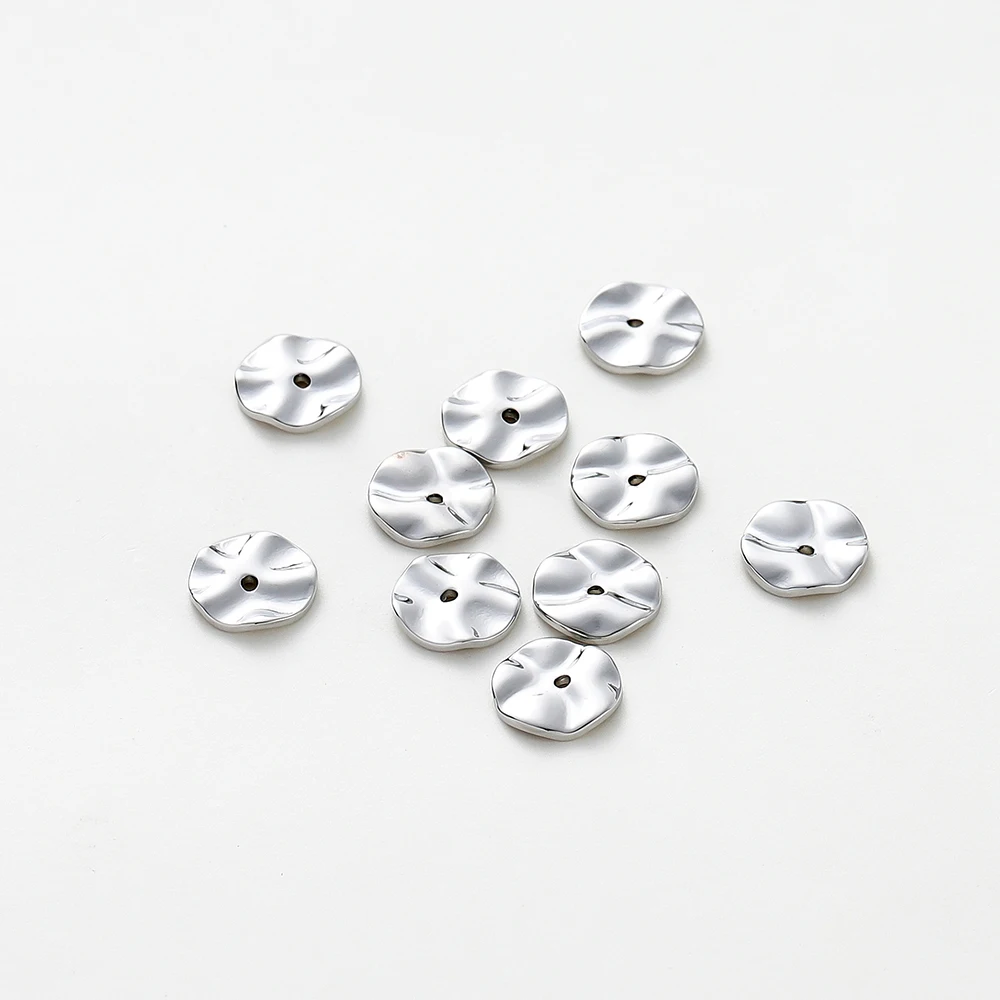 30Pcs 4/6/8mm 14K/18K Gold Color Brass Round Wave Spacer Beads for DIY Jewelry Making Supplies Findings Accessories