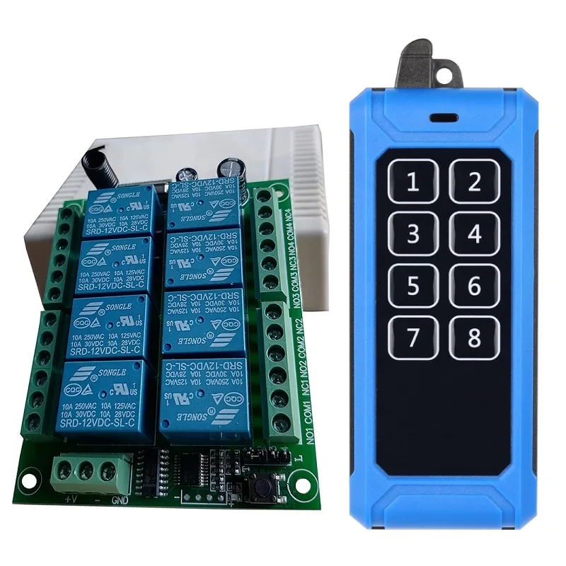 433MHZ DC 12V 24V 8CH R----F Wireless Remote Control Switch Remote Control System Receiver Industrial Transmitter 8CH Relay