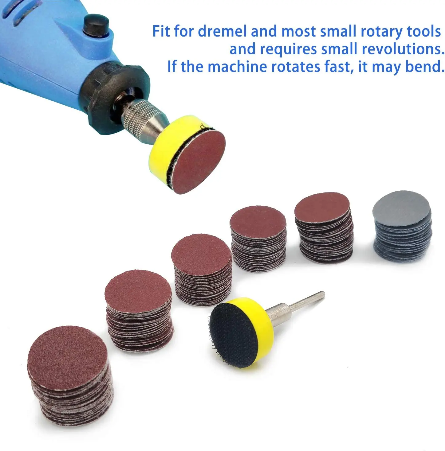 120Pcs 1 Inch Sanding Discs Sandpaper 25mm Hook Loop, with Backing Pad for Dremel and Rotary Tool,100/180/240/400/1500/3000 Grit
