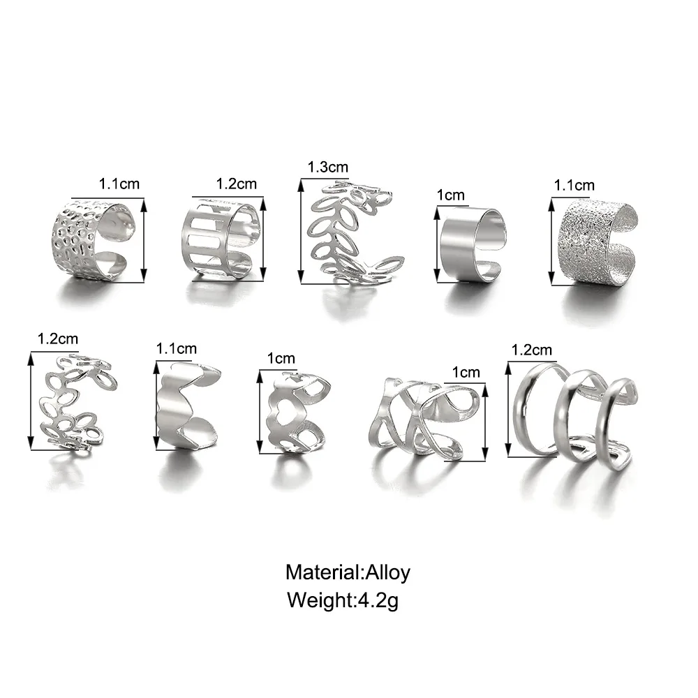 10pc Stainelss Steel Clip On Ear Cuff Earrings Fake Cartilage Earrings Lot Non Piercing Clip On Earrings Set Earrings for Women