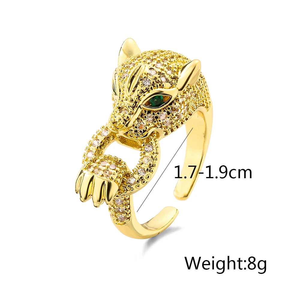 NEWBUY High Quality Fashion Statement Big Animal Ring For Women Girl Party Jewelry Gold Color Zircon Leopard Open Ring Wholesale