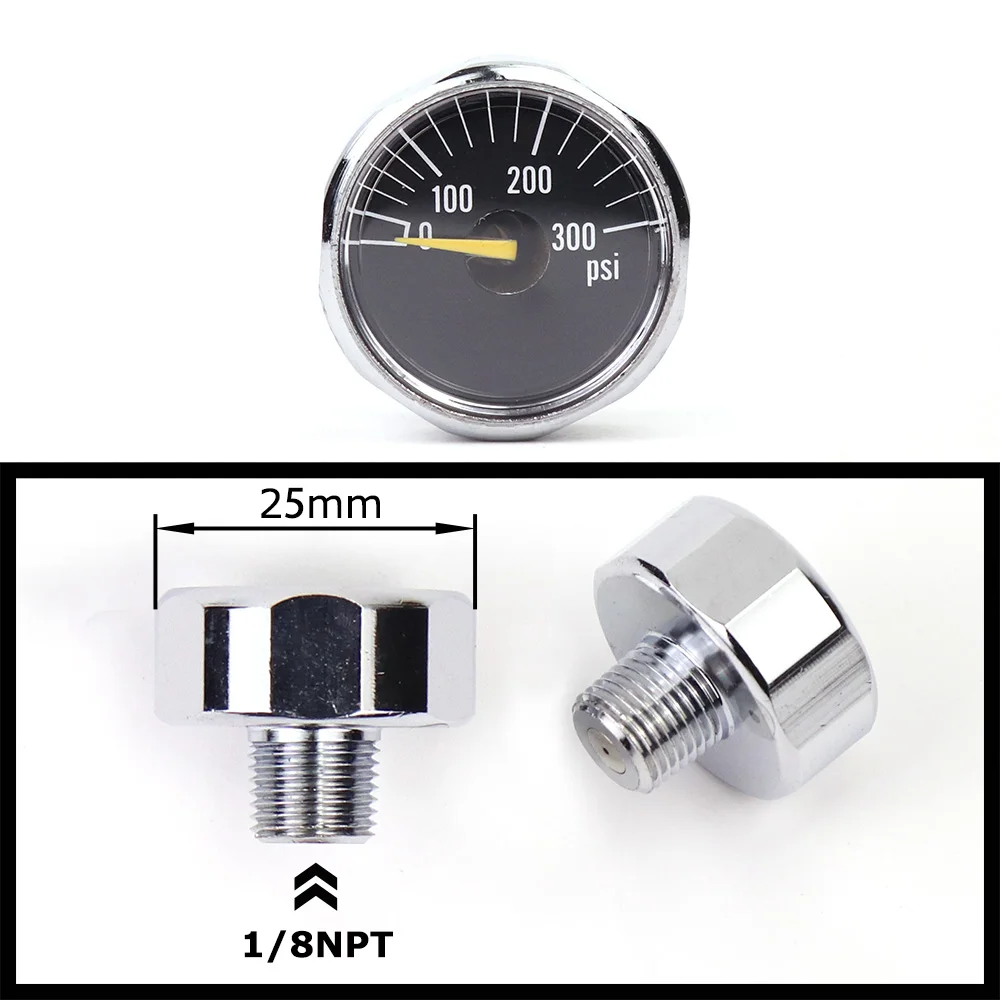 Air Mini Micro Pressure Gauge Manometre Manometer | Thread 1/8BSP(G1/8) 1/8NPT M10 M8 | 30PSI 300PSI 5000PSI 6000PSI 350BAR