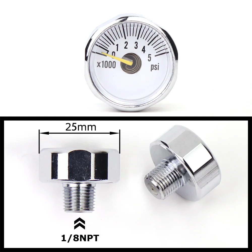 Air Mini Micro Pressure Gauge Manometre Manometer | Thread 1/8BSP(G1/8) 1/8NPT M10 M8 | 30PSI 300PSI 5000PSI 6000PSI 350BAR