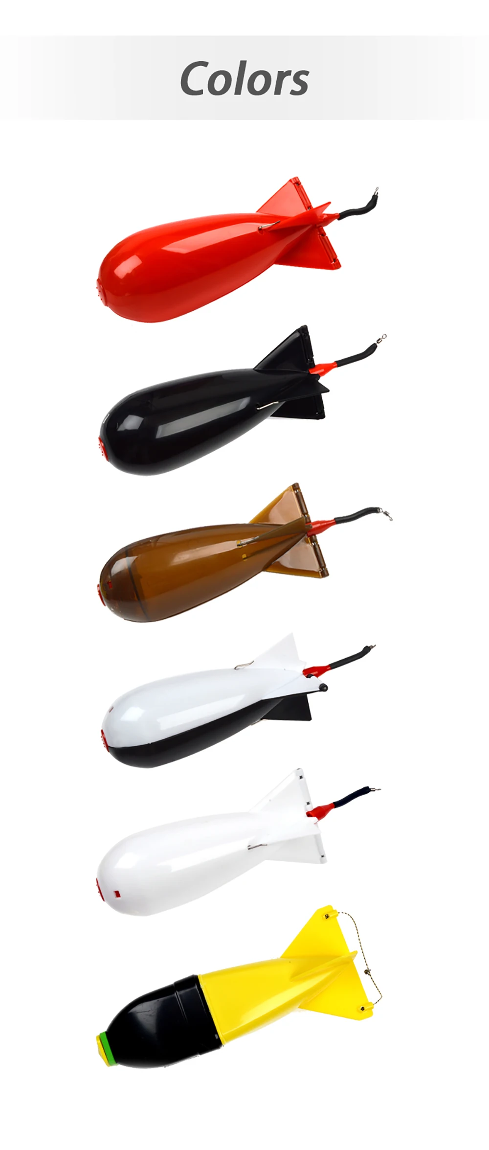 TOLU Fishing Rocket Feeder Large Small Spod Bomb Float Lure Bait Holder 2 Size Pellet Rockets Feeders Position Gear Accessories